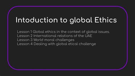 Global Ethics An Introduction