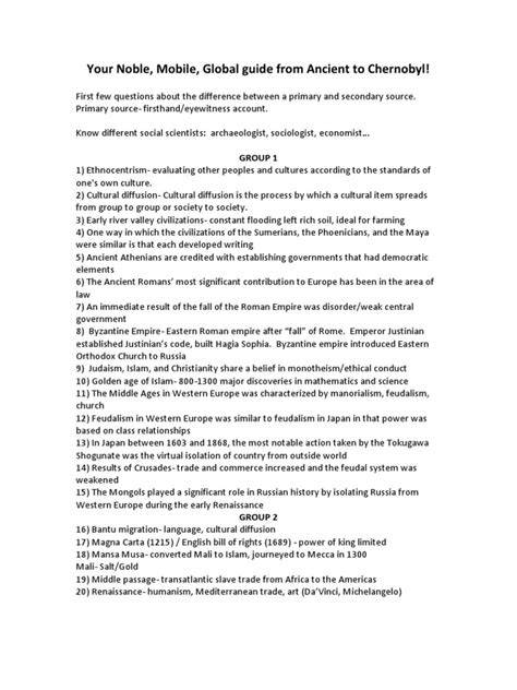 global history regents cheat sheet