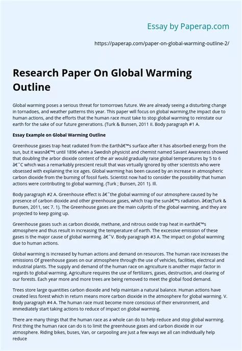 Read Global Warming Outline Research Paper 