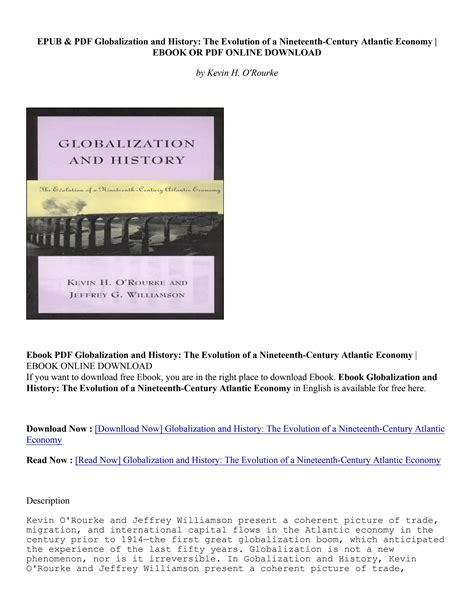 Read Online Globalization And History The Evolution Of A Nineteenth Century Atlantic Economy 