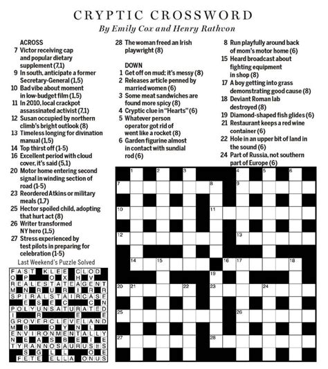 Globe Mail Cryptic Crossword