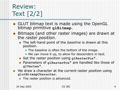 glutBitmapCharacter : PyOpenGL 3.1.0 GLUT Man Pages