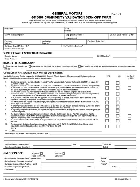 gm 3660 form
