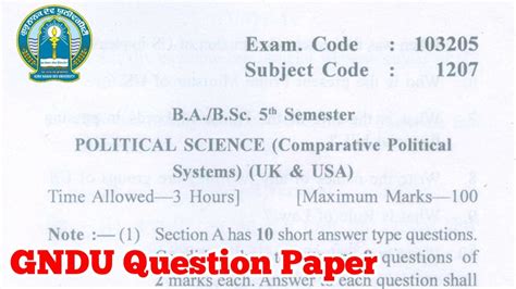 Gndu Ba Question Papers
