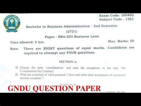 gndu sample papers for bba