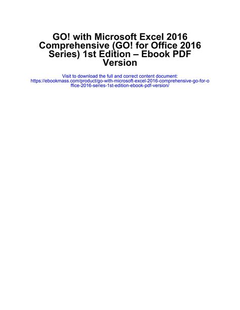 Read Go With Microsoft Excel 2016 Comprehensive Go For Office 2016 Series 