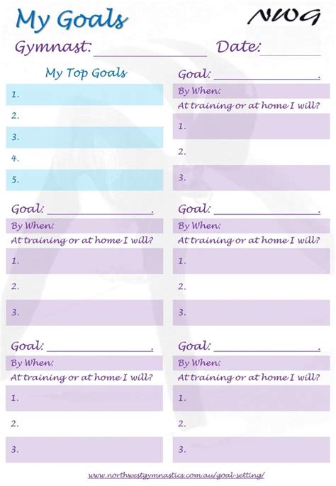 Goal Setting Sheets For Gymnasts