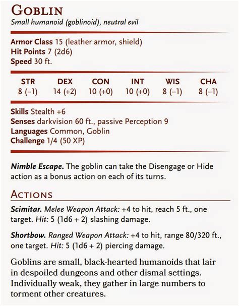 Goblin Stat Block 5e