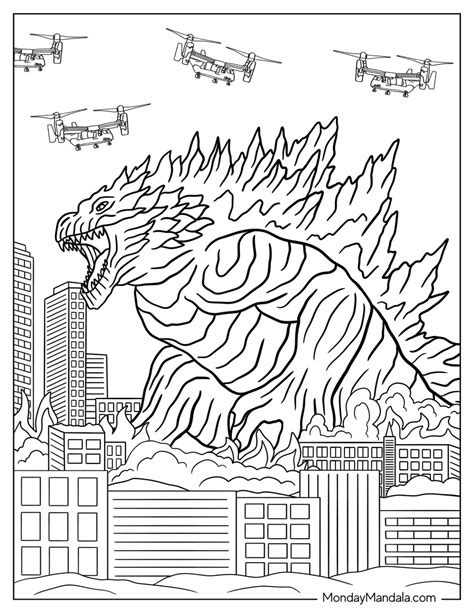 godzilla coloring page