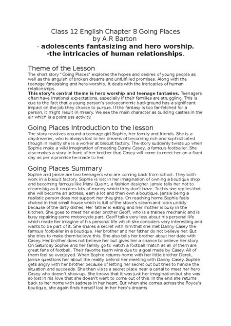 Going Places Class 12 Summary