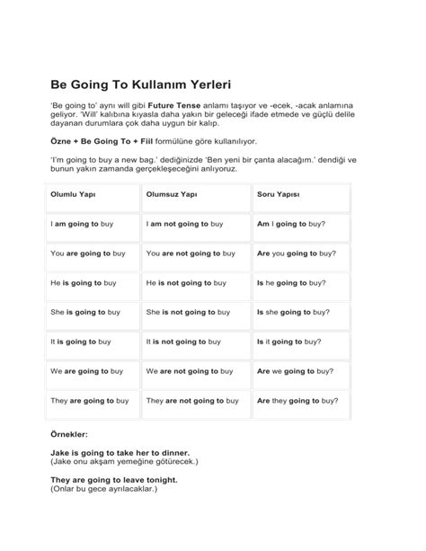Going To Kullanımı