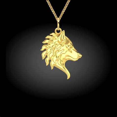 gold 18k wolf pendant