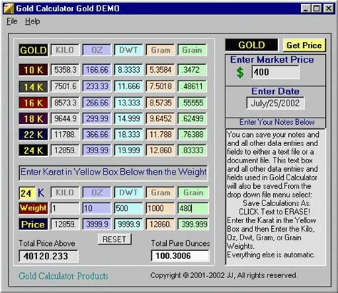 Gold Calculator Gold Edition 3 21 Free Download Spot Gold Calculator - Spot Gold Calculator