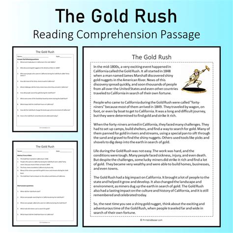 gold rush game comprehension test free
