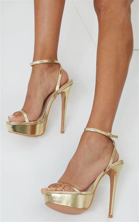 Gold Strappy 3 4 Inch Heels