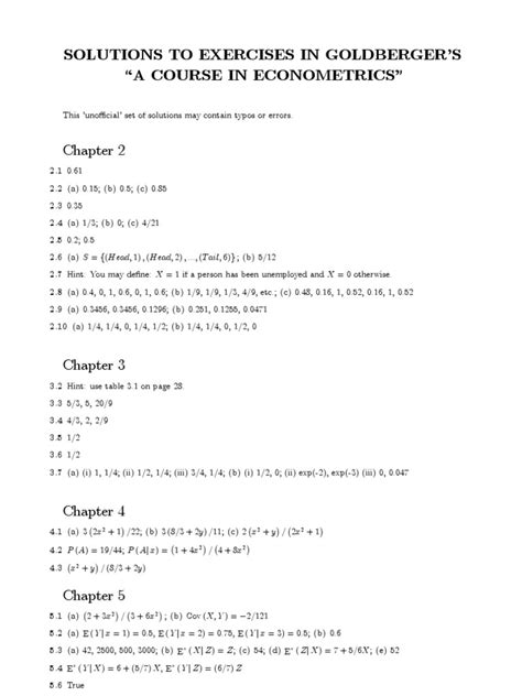 goldberger econometrics solutions
