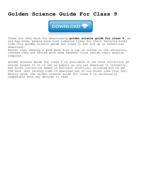 Full Download Golden Science Guide For Class 9 
