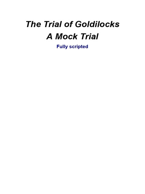Goldilocks On Trial Script
