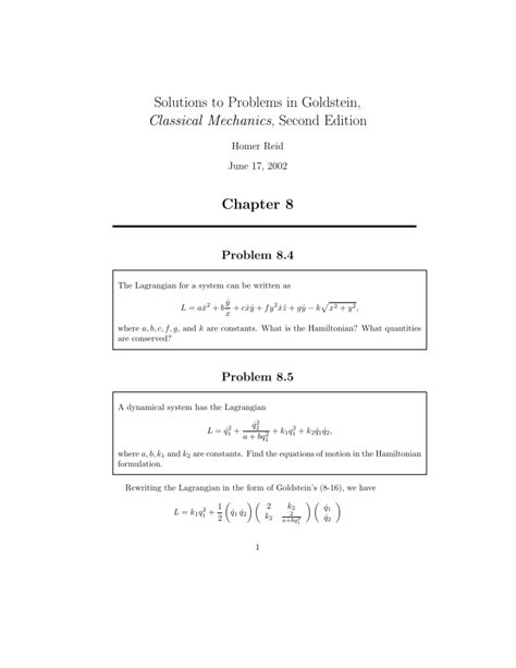 Goldstein Chapter 8 Solutions