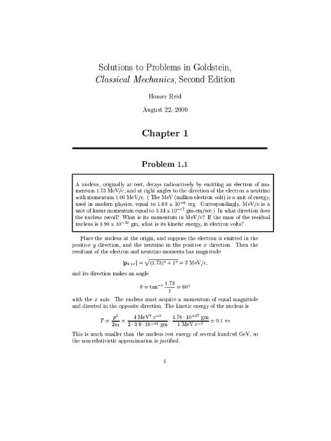 Goldstein Mechanics Solutions Chapter 2