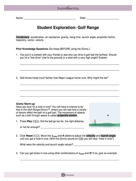 golf range physics answer key