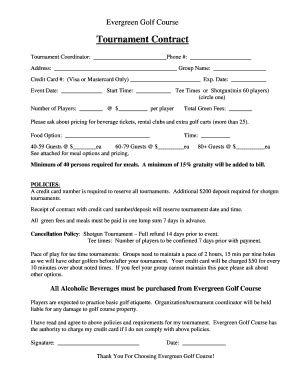 Golf Tournament Contract Samples