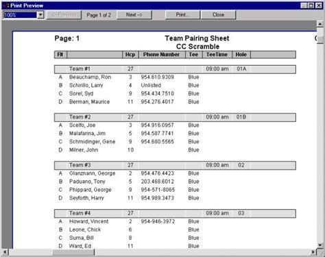 Golf Tournament Pairing Software