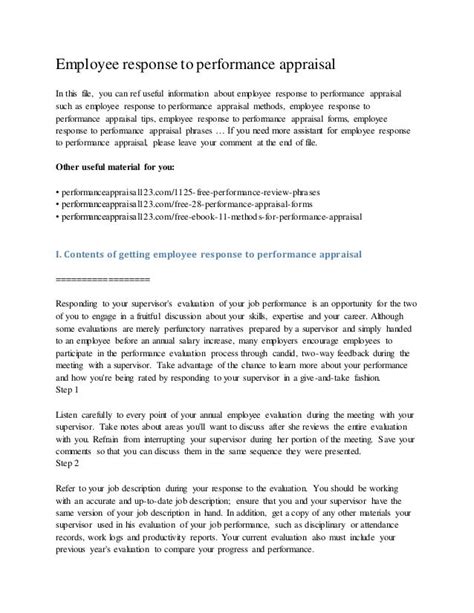 Good Performance Appraisal Response Examples