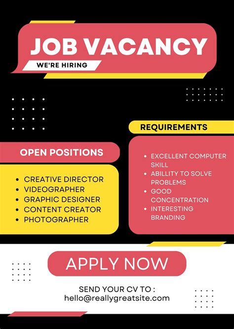 good vacancy advertisement sample template