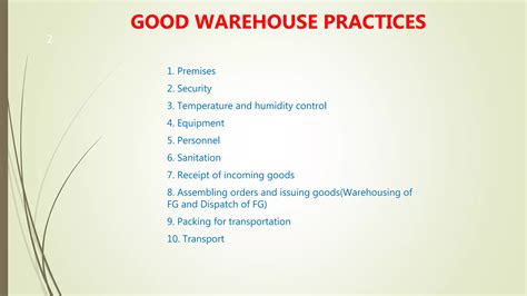 good warehouse practices