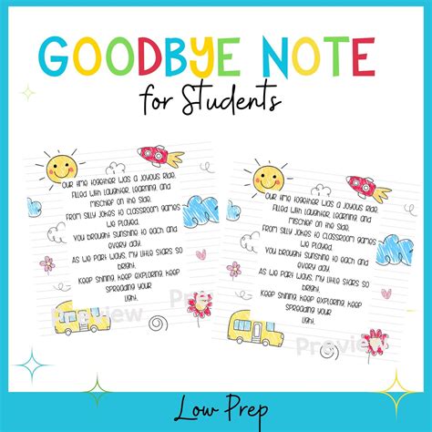Goodbye Notes To Students From Teacher