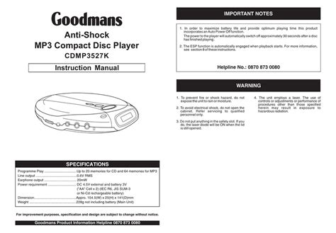 Download Goodmans Car Cd Player Manual 