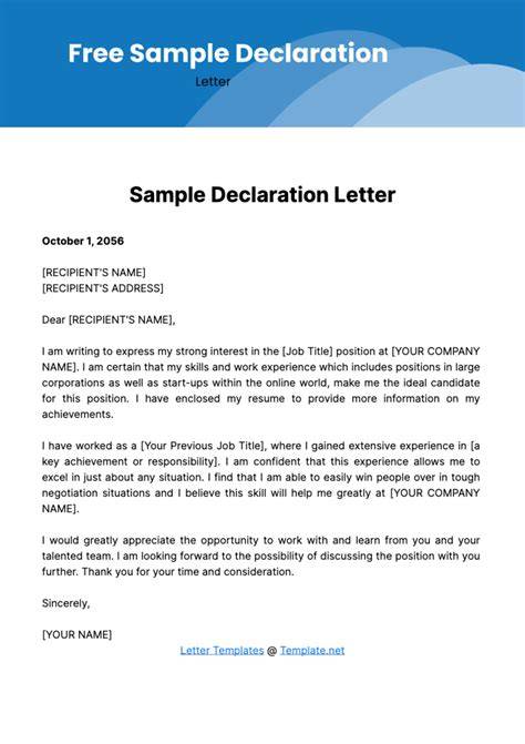 goods declaration letter format sample for courier