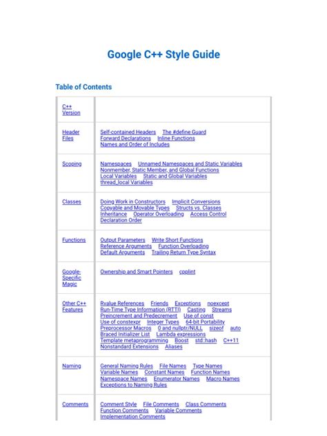 Google C Style Guide