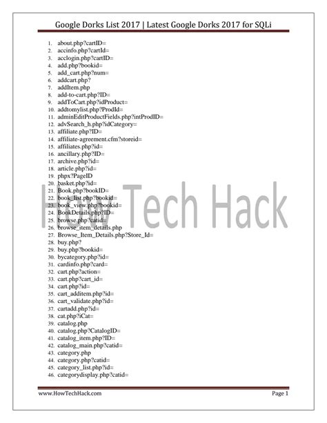 Google Dorks List 2017 Latest Google Dorks 2017 For Sqli