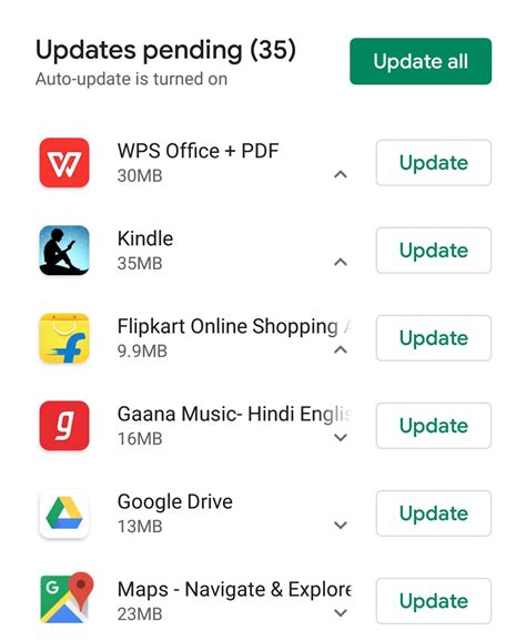 google play app updates not working