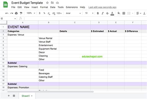 Google Sheet Template For Event Planning