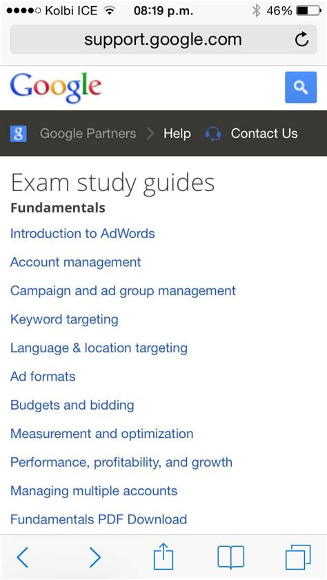 Read Google Adwords Certification Study Guide 