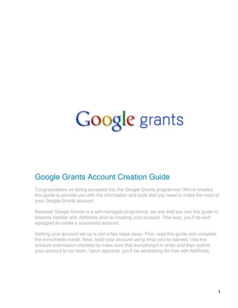 Download Google Grants Account Creation Guide 