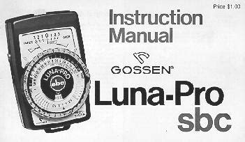 Read Gossen Luna Pro Manual File Type Pdf 