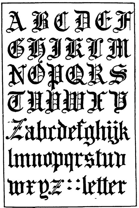 gothic letters...use this for calligraphy all the time! Lettering