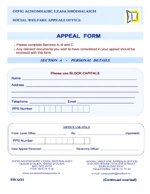 gov.ie - Social Welfare Appeals Form