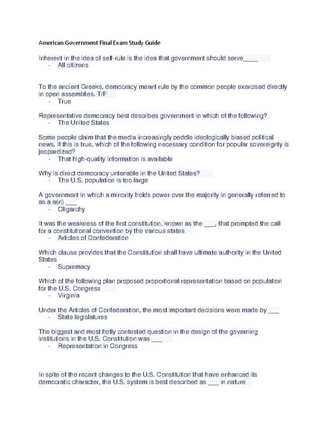 Government Final Study Guide