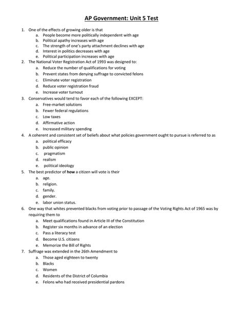 Government Unit 5 Test