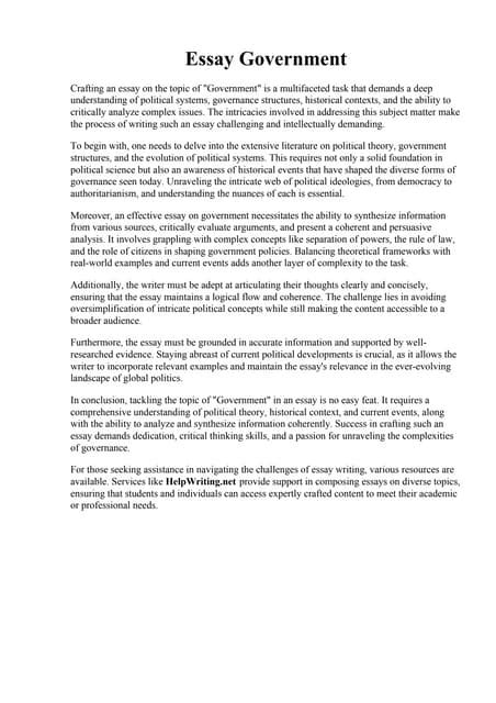 Read Online Government Paper Ideas 