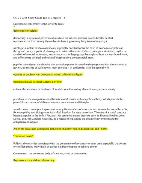 Full Download Govt 2305 Study Guide 