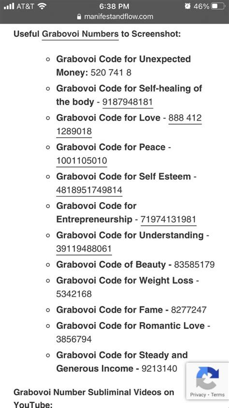 Grabovoi Codes Complete List