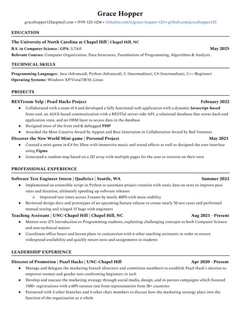 Grace Hopper Resume Database 2024