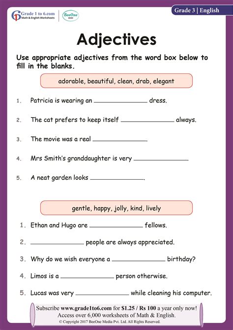 Grade 1 Adjectives Worksheets K5 Learning Grammar Worksheets For Grade 1 - Grammar Worksheets For Grade 1