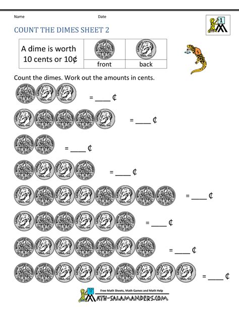 Grade 1 Counting Money Worksheets Dimes And Pennies Money Sheets For First Grade - Money Sheets For First Grade